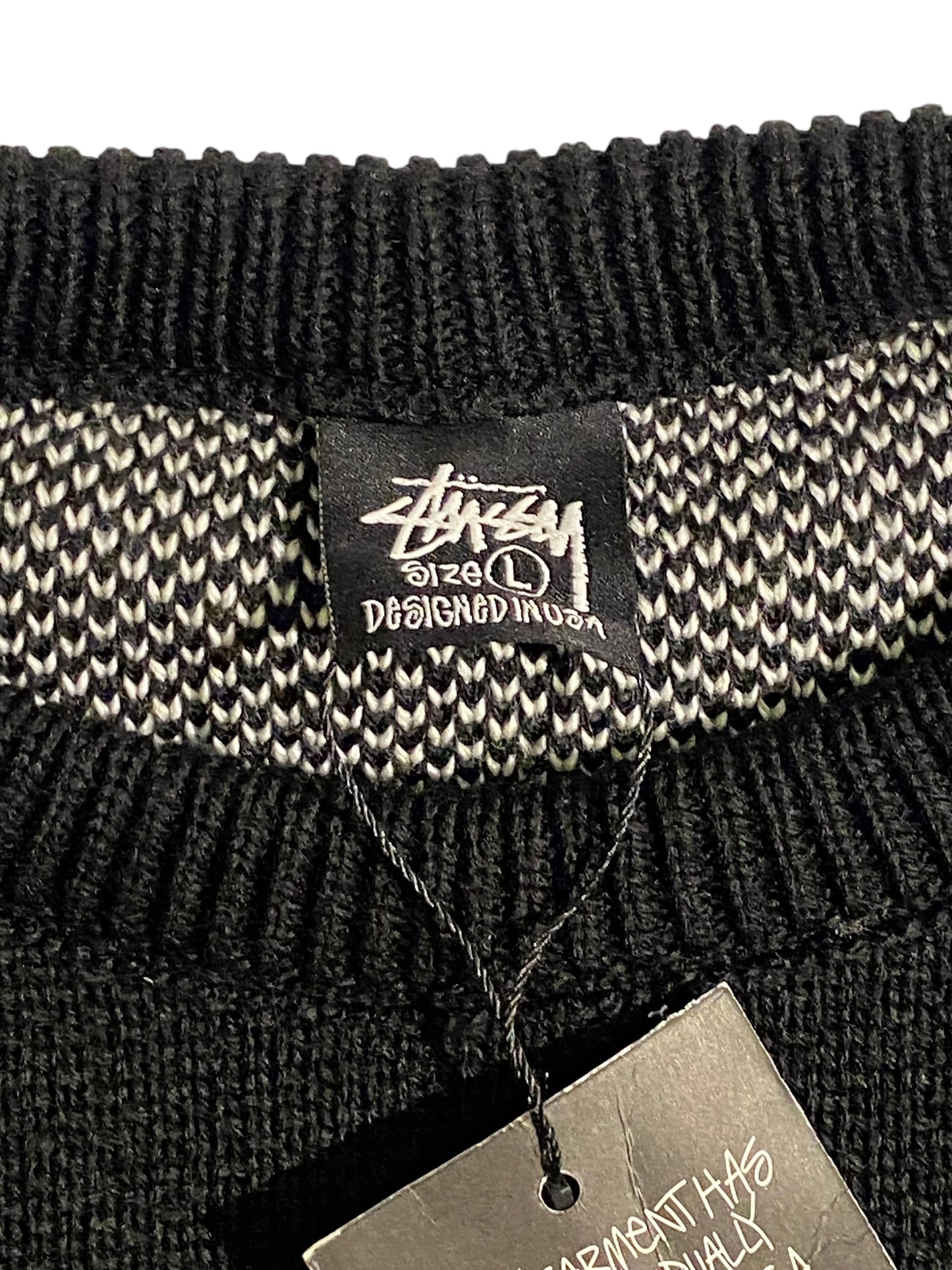 Stüssy spellout AOP knit sweater