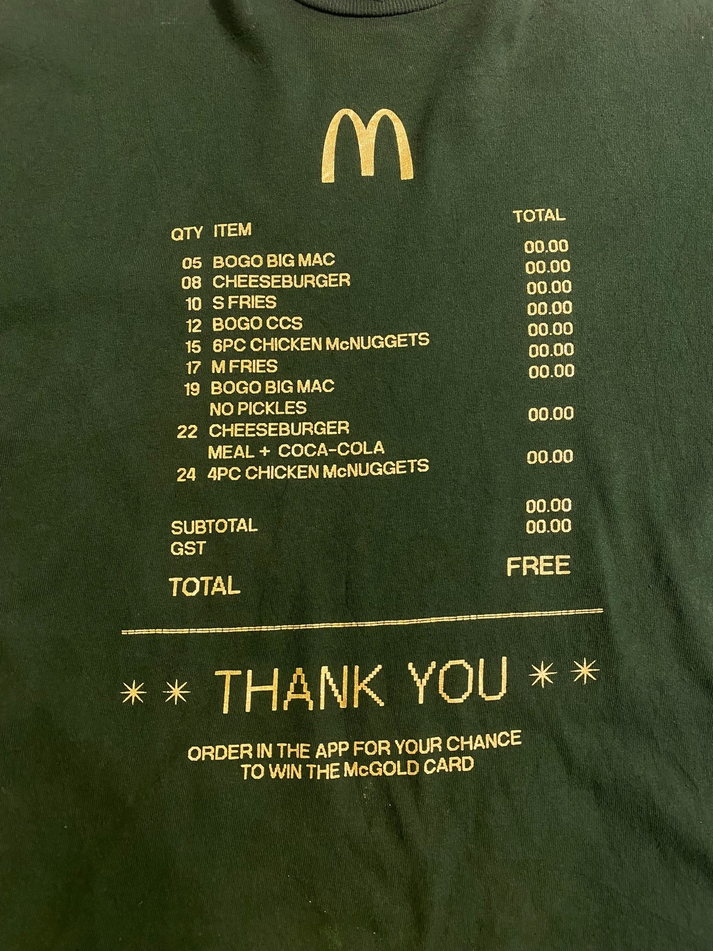 McDonald’s menu tee